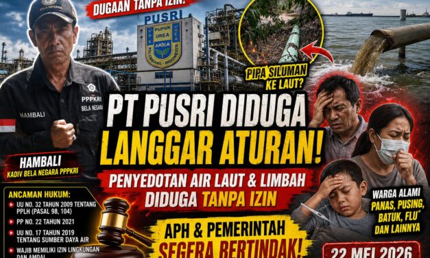PT Pupuk Sriwijaya Diduga Bermasalah dalam Pengelolaan Limbah, Warga Keluhkan Dampak Kesehatan